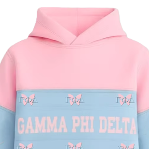 Sweat à capuche surdimensionné en coton/polyester brodé de haute qualité Gamma Phi Delta, vêtements grecs personnalisés - Product Image 3