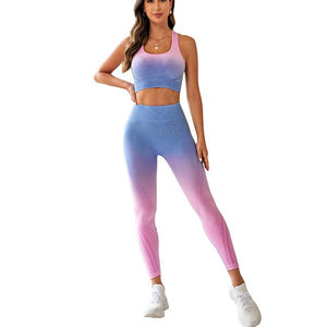 Conjunto de Yoga para Mujer al por Mayor, Diseño Sólido Personalizado, Transpirable, Cómodo, Ropa Deportiva para Gimnasio, 2 Piezas - Product Image 1