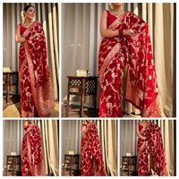 Sari en soie Banarasi élégant avec tissage jacquard uni