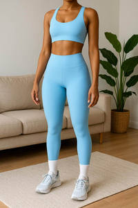 Vêtements de sport pour femmes, ensemble de vêtements de sport, soutien-gorge de sport, leggings, ensemble de yoga et de fitness avec poches - Product Image 3
