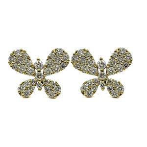 Meilleure fabrication Design tendance Meilleure qualité 18 carats or jaune massif diamant naturel forme ronde boucle d'oreille exagérée pour femme - Product Image 1