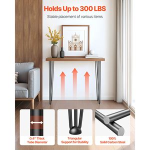 Gambe per Scrivania a Forcella Nere da 34 Pollici (Confezione da 4) - Capacità di Carico 880 libbre, 220 libbre per Gamba, 3 Aste per Uso con Panca o Scrivania - Product Image 3