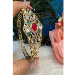 Best Quality Gold Plated Real Kundan <b>Charm</b> Bracelet with Stones Look for Women Trendy Wedding Party Wear - Product Image 1