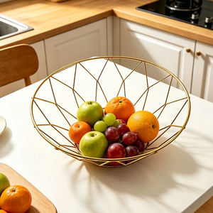 New Arrival Modern Eco-Friendly Iron Wire <b>Basket</b> with Handle <b>for</b> Food Storage Customized Shape Countertop <b>Shelf</b> Multifunction - Product Image 5