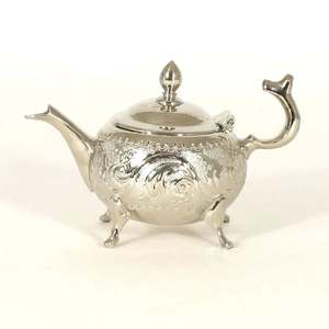 Tetera tradicional marroquí-Cobre plateado hecho a mano-Theiere Mm Rotterdam N 16-18,5X11X11-BiyadinaStore - Piriform - Product Image 1