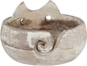 Cuenco de Almacenamiento de Hilo de Lana Hecho a Mano con Forma de Gato, Bonito Cuenco de Madera para Guardar Hilo de Tejer con Agujeros para Ganchillo y Tejido - Product Image 6
