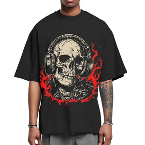 T-shirt tendance pour homme en coton 100% - Style décontracté - Impression à la mode - Manches courtes - Tissu tricoté ample - Motifs graphiques - Product Image 1