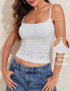 Camiseta sin mangas ajustada para mujer, de mezcla de algodón suave, elástica, acanalada, con tirantes finos, sin mangas, informal, básica, OEM - Product Image 6