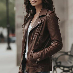 Veste d'hiver en cuir premium pour femme, texture lisse, vêtement d'extérieur tendance pour tenues décontractées et voyages - Product Image 5