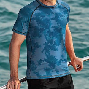 Men's <b>Swim</b> <b>Shirts</b> UPF 50 Plus Sun Protection Quick Dry Allover Print Camo Tee Lightweight Breathable Performance Rash Guard - Product Image 3