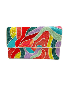 Sac à main floral perlé fait main, forme rectangulaire, en tissu de coton brodé, objet d'art artisanal de collection - Product Image 6