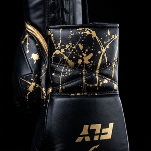 Guantes de Boxeo MMA Protectores Negros de Última Generación, Más Vendidos, con Cierre de Cordones y Velcro, de Cuero Artificial y Cuero Genuino, Ligeros - Product Image 2
