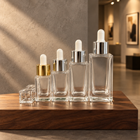 Flacons compte-gouttes rectangulaires en verre pour huiles essentielles, flacons vides pour déodorants, flacons vides rechargeables pour huiles essentielles