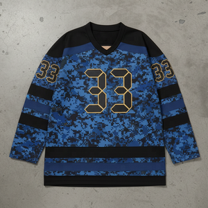 Streetwear noir camouflage, design imprimé par sublimation intégrale, vêtements de hockey sur glace camouflage, maillot Canada USA - Product Image 4