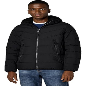 Premium Mens Lightweight Padded Waterproof Breathable Eco-Friendly Anti-Bacterial Hooded PU Fabric Jacket <b>Warm</b> Quilted Winter - Product Image 6