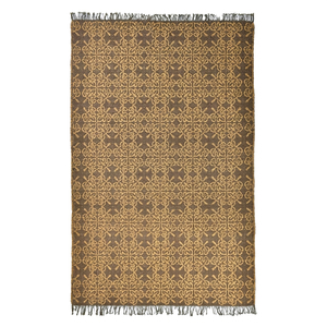 Alfombra de área moderna de tejido plano con flecos, personalizada, color marrón carbón y dorado, ecológica, antideslizante, de pelo grueso, ornamental, para hoteles, villas y salas de estar - Product Image 2