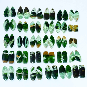 Par de Gemas Sueltas de Calcedonia Verde Natural de la India, Alta Calidad, Cabujón para Fabricación de Joyería, Venta al Por Mayor - Product Image 2