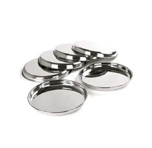 Platos Redondos de Acero Inoxidable, Plateados y Pulidos, para Camping, Fiestas y Uso en Mesa de Comedor - Product Image 1