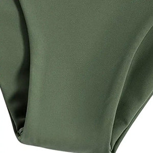 Ensemble de bikini à imprimé floral pour femmes avec design ajouré et détail cordon de serrage, vert, en spandex et polyester, maillot de bain deux pièces - Product Image 4