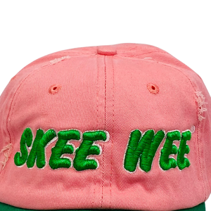 Skee Wee Pink Green Hat Embroidered Letter Baseball <b>Cap</b> Two Tone Adjustable Cotton Headwear Casual Fashion <b>Vintage</b> Style Hat - Product Image 5