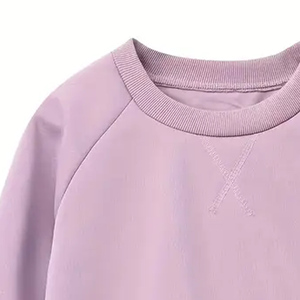 Ensemble sweat-shirt et short rose uni pour bébés filles, col rond, manches longues, décontracté, automne, ensemble de vêtements 2 pièces - Product Image 4
