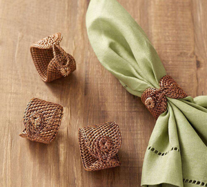 Vintage Wedding Decoration <b>Bamboo</b> Crafts Rattan Wicker Woven Holder Napkin Rings for Restaurant <b>Table</b> Decoration & Accessories - Product Image 3