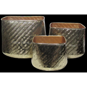 Gold Planter Set Powder Coated Durable Multi-Purpose Outdoor & Indoor Floor Planter with Drainage - Product Image 2