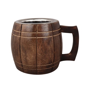 Handmade Natural Wooden Beer <b>Mug</b> Unique <b>Vintage</b> Design New 200ml 300ml 500ml Capacity for Hot Beverages for Home Hotel - Product Image 4