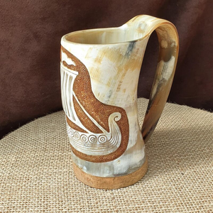 Handmade Handcrafted Polished Modern Eco-Friendly Drinking Horn Mug Buffalo Horn Viking Tankard Raise Your Horn Celebrate Norse - Product Image 5
