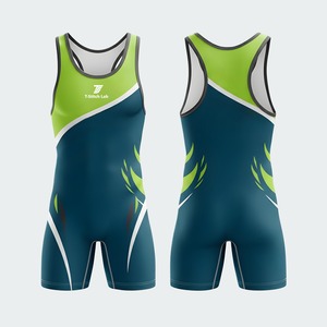 Professional Manufacturer Sublimated Wrestling <b>Singlet</b> Custom Team <b>Weightlifting</b> Lightweight Wrestling Suit For Unisex - Product Image 3