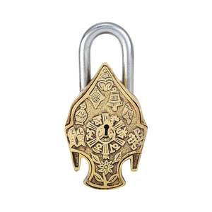 กุญแจพระพุทธรูปทองเหลืองวินเทจ ชูบัม สัญลักษณ์แห่งความสงบและคุ้มครอง ล็อคศิลปะสำหรับวัดหรือบ้าน ดีไซน์สวยงามและเชื่อถือได้ - Product Image 3