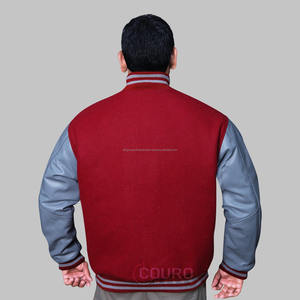 Veste universitaire en denim de laine de haute qualité pour hommes, personnalisable, style baseball, col montant, réversible, respirante, manches en cuir - Product Image 4