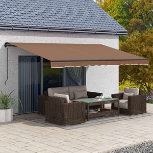 Toldo Retráctil de 16 Pies x 10 Pies, 280 g/m², Resistente a los Rayos UV, Protección Solar, Marrón, Brazos Plegables, Resistente al Viento, para Terraza, Balcón, Patio - Product Image 2