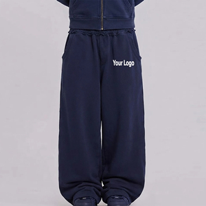 OEM/ODM Custom Made 100% Cotton Fleece Breathable Solid Color Jogger Custom Embroidery Logo Wide Leg baggy Sweatpants - Product Image 4
