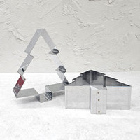 Moule à Mousse Arbre de Noël en Acier Inoxydable, Hauteur 5 cm, Forme d'Arbre à 3 Niveaux, Poli Miroir, Réutilisable, Qualité Alimentaire, pour Four