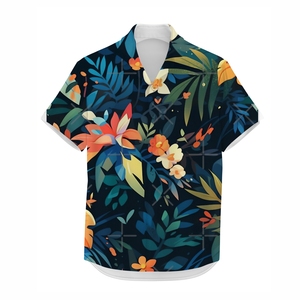 Chemise de plage pour homme en sublimation, imprimé tropical personnalisé, légère, respirante, en polyester, boutonnée, pour les vacances d'été, tenue décontractée de resort. - Product Image 4