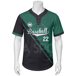 Maillot de baseball personnalisé 2026 unisexe à manches courtes, vert et noir, imprimé par sublimation, séchage rapide, coupe classique, vêtement de sport pour adulte - Product Image 2