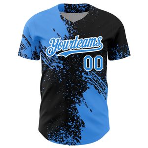 Custom Sublimated <b>Baseball</b> Jersey Yourteams 00 Blue Black Moisture Wicking Unisex Adult Short Sleeve Regular Fit - Product Image 6