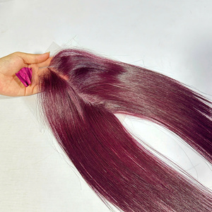 Extensiones de Cabello Humano Virgen Vietnamita de Lujo, Tejido a Crochet, Súper Doble Trama, Teñido Naranja con Raíz Oscura, con Frente de Encaje, 100g - Product Image 5