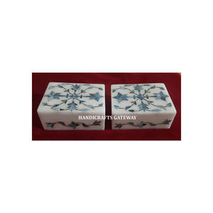 Antique New Design Natural Handmade White Marble Inlay In <b>Blue</b> Color Mother Of Pearl Rectangular Shape For Jewelry Storage Box - Product Image 3