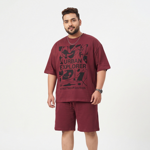Men's Premium Printing T-Shirt Shorts Co-Ord <b>Set</b> 100%Cotton Breathable Summer Wear Oversize Loose Fit Two Piece Tee <b>Set</b> Men - Product Image 1