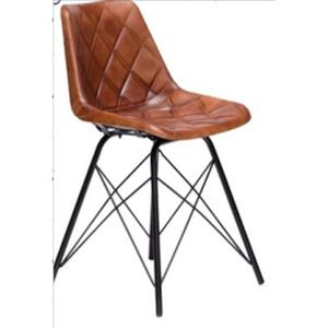 Silla de Comedor Moderna de Mediados de Siglo, Tapizada en Cuero Sintético con Patas de Metal, Muebles para el Hogar, para Apartamentos y Talleres - Product Image 2