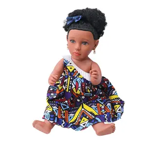 Tusalmo 2024 prix de gros vinyle fille belle 18 pouces africain noir mode fille poupée pour les enfants