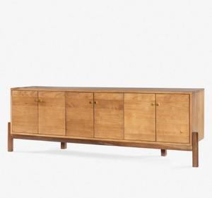 Aparador Largo Moderno de Madera de Teca Sólida, Mueble Minimalista de Madera para Almacenamiento, Ecológico y Hecho a Mano, para Dormitorio o Comedor - Product Image 2