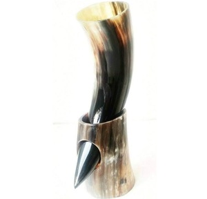 Antique Look Nordic Style Drinking Horn High Quality Handicraft <b>Drinkware</b> With Stand Bar Tools Partyware Decorative Kitchenware - Product Image 1