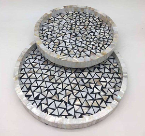 Plateau de service rond artisanal en nacre, nouveau design, prix de gros usine - Product Image 1