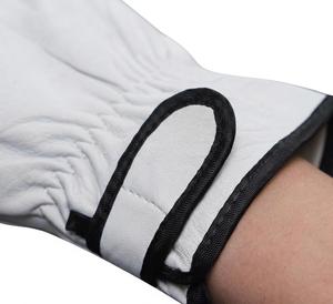 Goatskin Leather Work Gloves (EN388 Certified)-Wing Thumb Cotton Liner Reinforced Palm Elastic <b>Wristlet</b> Size L for - Product Image 4