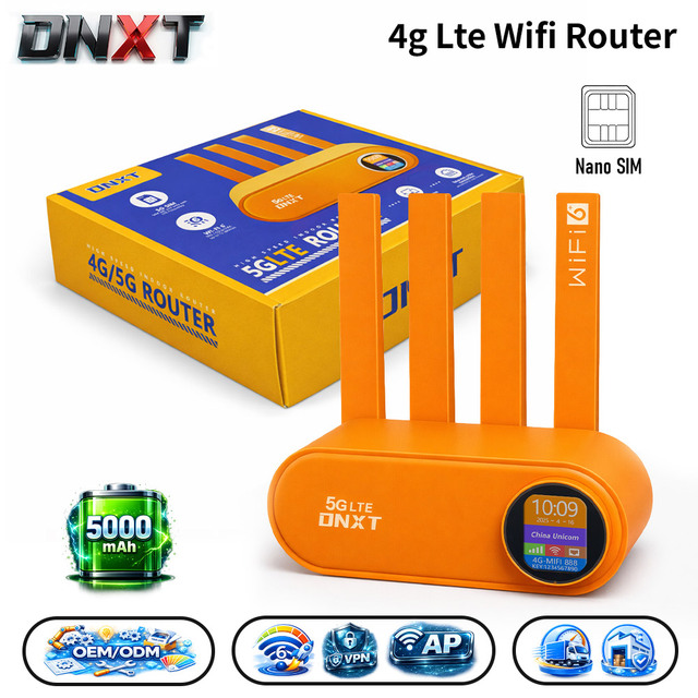 DNXT 4g Router with Sim Card WiFi 6 Cat4 Routeur Wifi 1WAN/3LAN Modeme Wifi Sans Fil 5000mAh AP VPN 4g Lte Wifi Usb Office Use