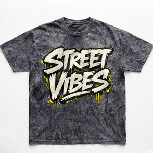 Camiseta Vintage para Hombre con Lavado Ácido, Algodón Premium de Alto Gramaje, Ajuste Oversize, Impresión Personalizada, Suministro OEM al por Mayor - Product Image 1