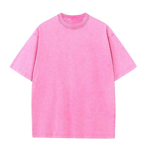 เสื้อยืดคอกลมแขนสั้นทรงโอเวอร์ไซส์สีดำผ้าฝ้ายเจอร์ซีย์สำหรับผู้ชาย สไตล์ลำลอง สีพื้น ซักแล้ว ทรงหลวม - Product Image 5